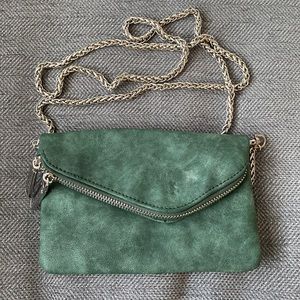 Free People Green Suede Envelope Crossbody Purse